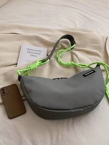 字母補丁細節流浪包滌綸灰色的休閒 - 灰色 - 查看 4