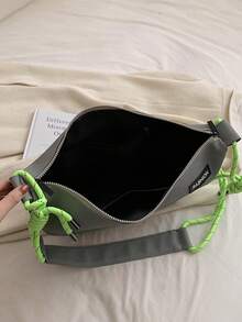 字母補丁細節流浪包滌綸灰色的休閒 - 灰色 - 查看 8