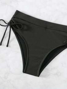 Đáy Bikini Nữ Dây kéo màu trơn Giải trí - màu đen - Xem 5