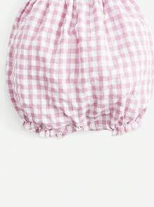 SHEIN 嬰兒嬰兒1入組格子圖案吊帶連體短褲 - 彩色 - 查看 5