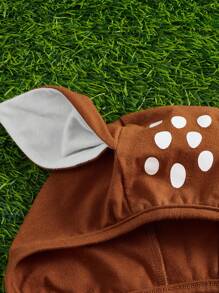 SHEIN Trang phục Em bé Nút Tương phản ràng buộc Khối Màu Hoạt hình - Cà phê nâu - Xem 3