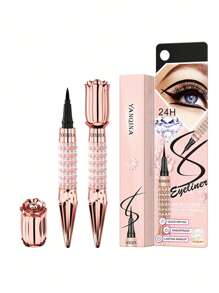 YANQINA 持久黑色眼線液筆筆帶水鑽燙金效果-防水和防汗眼妝工具 - 黑色 - 查看 4