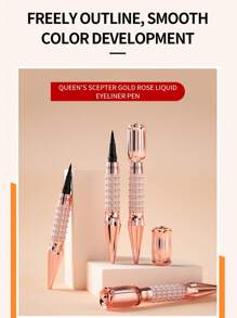 YANQINA 持久黑色眼線液筆筆帶水鑽燙金效果-防水和防汗眼妝工具 - 黑色 - 查看 8