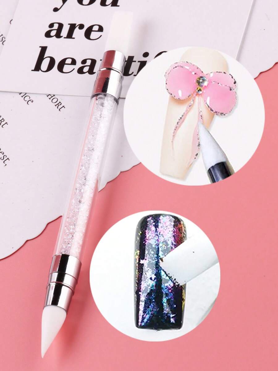 FULL BEAUTY 1入組雙頭鑽石裝飾尖端釘筆 - 白色 - 查看 1