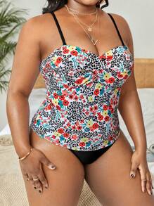Swim Lushoire 大码花卉印花聚拢比基尼夏日海滩 - 彩色 - 查看 5