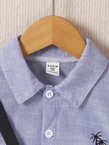 SHEIN 小男童熱帶印花和條紋襯衫和包