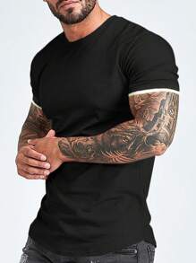 Manfinity Homme 男士休闲撞色短袖拼色 T 恤，适合男朋友，适合工作