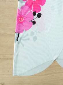 蝴蝶圖案圍裹下擺吊帶罩衫洋裝 - 彩色 - 查看 5