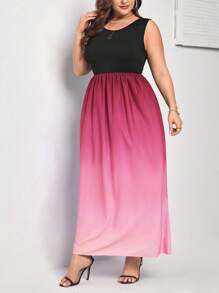 SHEIN Clasi Đầm Plus Size Ombre Giải trí - Hồng - Xem 4