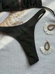 SHEIN Swim Summer Beach Halter Triangle Bikini Set - Black - View 4