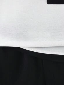 SHEIN 小男童雙色補丁貼口袋連帽T恤和短褲套裝 - 黑與白 - 查看 4