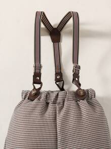 SHEIN 男小童前蝴蝶結襯衫和背帶褲