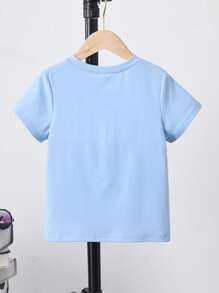 SHEIN Toddler Boys Expression Print Tee - Blue - View 2