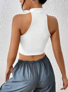 SHEIN BAE Top halter crop unicolor - Blanco - Ver 2