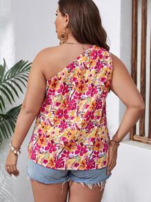 SHEIN VCAY 大碼印花單肩襯衫 - 彩色 - 查看 2