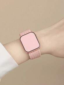1入組編織織物彈性錶帶適用於Apple Watch - 粉色 - 查看 5