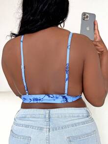 Top bikini de tie dye de espalda abierta - Azul - Ver 2