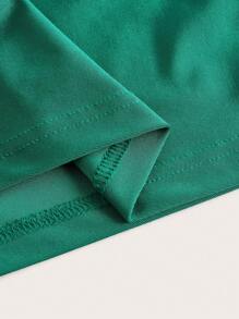 SHEIN ICON One Shoulder 3D Rosette Decor Ruched Side Crop Top - Green - View 4