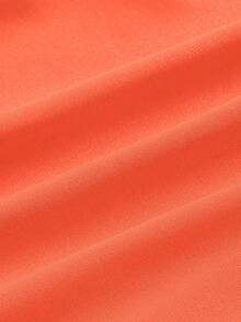 SHEIN ICON 3D玫瑰花結一肩荷葉邊飾褶邊上衣 - 橘色 - 查看 3