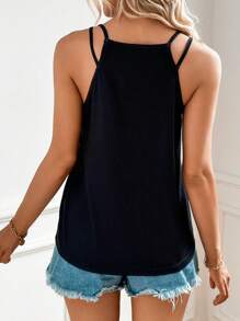 SHEIN LUNE Floral & Letter Graphic Tank Top - Black - View 2