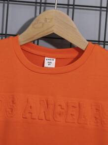 SHEIN Bộ hai mảnh Trai Túi màu trơn Giải trí - trái cam - Xem 6