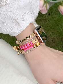 1入組時尚 Love 吊墜流蘇串珠手鍊帶相容於 Apple Watch 專業相容性相容 Apple Watch Ultra 2/1、se 9/8/7/6/5/4/3/2/1 尺寸 38/40/41/ 42/ 44/45/49毫米 - 彩色 - 查看 6