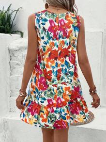 SHEIN LUNE 印花荷葉邊娃娃裙 - 彩色 - 查看 2