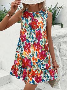 SHEIN LUNE 印花荷葉邊娃娃裙 - 彩色 - 查看 6