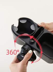 Sunveno 1入組三合一多功能折疊式嬰兒車飲料架帶手機小吃支架 - 黑色 - 查看 9