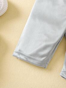 SHEIN Bộ thời trang bé gái màu trơn Giải trí - Bạc - Xem 3