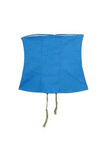 Top bandeau unicolor con cordón delantero - Azul - Ver 2