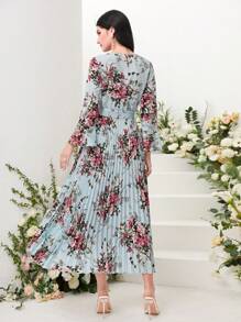 Modelyn Đầm Xù Thắt lưng Xếp li Hoa Tất cả trên in Boho - Nhiều màu - Xem 2
