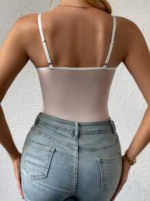 SHEIN Allurite 鉤眼扣前蕾絲吊帶連體衣