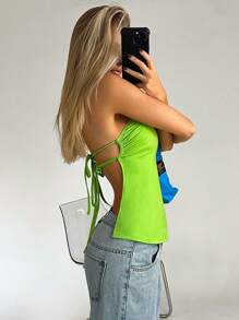 SHEIN EZwear Solid Tube Top - Green - View 3