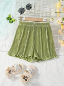 小女童木耳邊短褲 - 綠色 - 查看 2