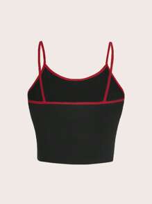 ROMWE Grunge Punk Áo khoác và áo lót dành cho xe tăng nữ Tương phản ràng buộc Hình học Giải trí - màu đen - Xem 2