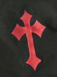 ROMWE Grunge Punk Áo khoác và áo lót dành cho xe tăng nữ Tương phản ràng buộc Hình học Giải trí - màu đen - Xem 3