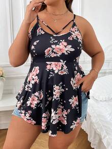 SHEIN LUNE 大碼印花吊帶上衣 - 黑色 - 查看 6