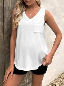 SHEIN Maternity Solid Pocket Patched Tank Top