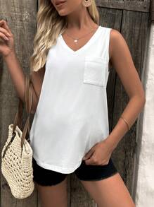 SHEIN Maternity Solid Pocket Patched Tank Top