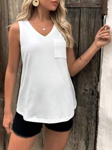 SHEIN Maternity Solid Pocket Patched Tank Top