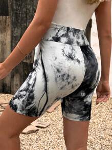 SHEIN 孕婦紮染可調節腰圍騎行褲