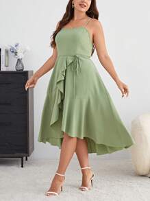 SHEIN Privé Vestido de tirantes ribete con fruncido bajo cruzado - verde menta - Ver 5