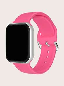 1入組素色矽膠錶帶適用於Apple Watch - 玫紅色 - 查看 1