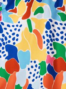 SHEIN 女孩滿版印花荷葉邊小高領襯衫 - 彩色 - 查看 4