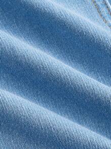 SHEIN MOD Puff Sleeve Button Front Denim Dress - Light Wash - View 3