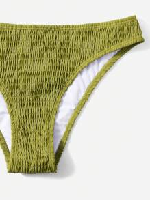Swim Mod Summer Beach Smocked Underwire Bikini Set - Olive Green - View 5