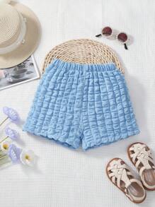 Toddler Girls Textured Shorts - Baby Blue - View 1