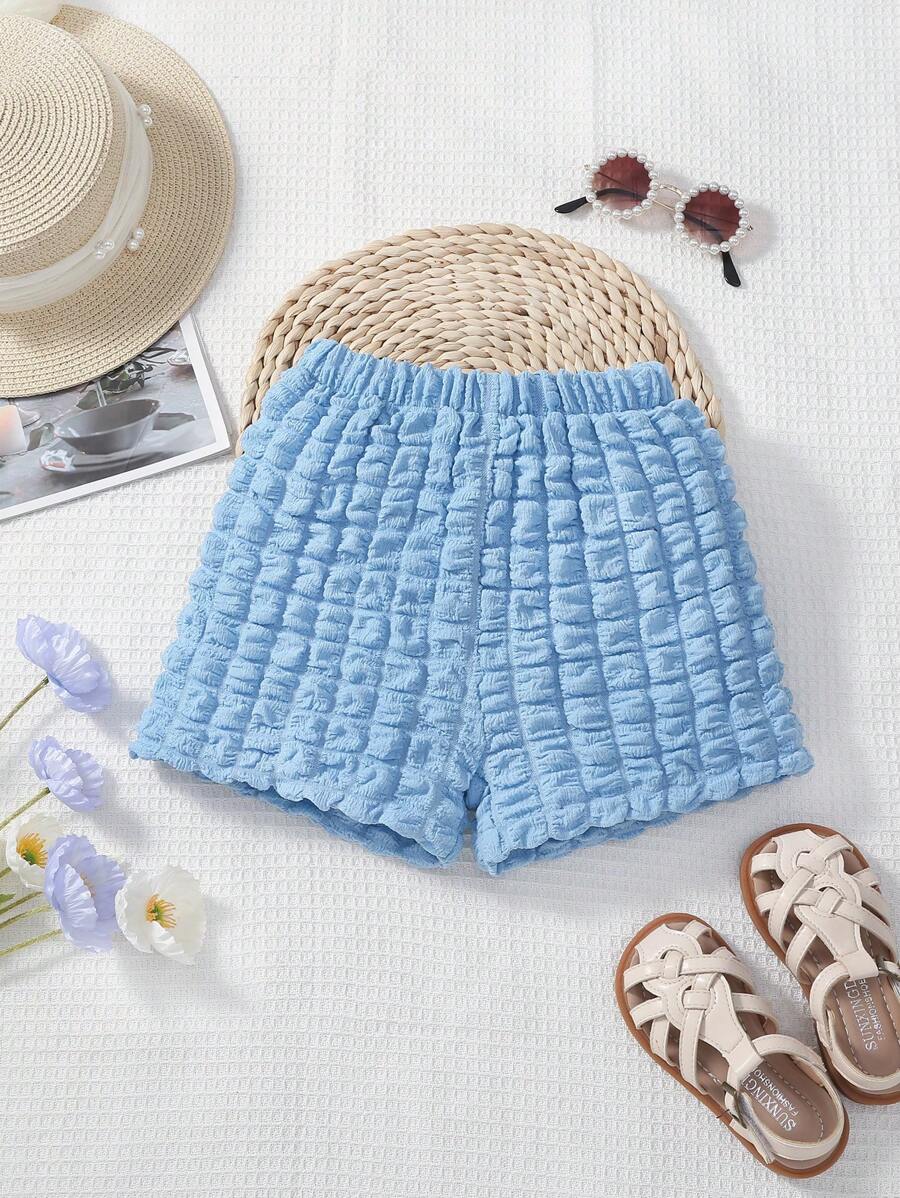 Toddler Girls Textured Shorts - Baby Blue - View 1