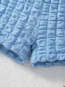 Toddler Girls Textured Shorts - Baby Blue - View 4